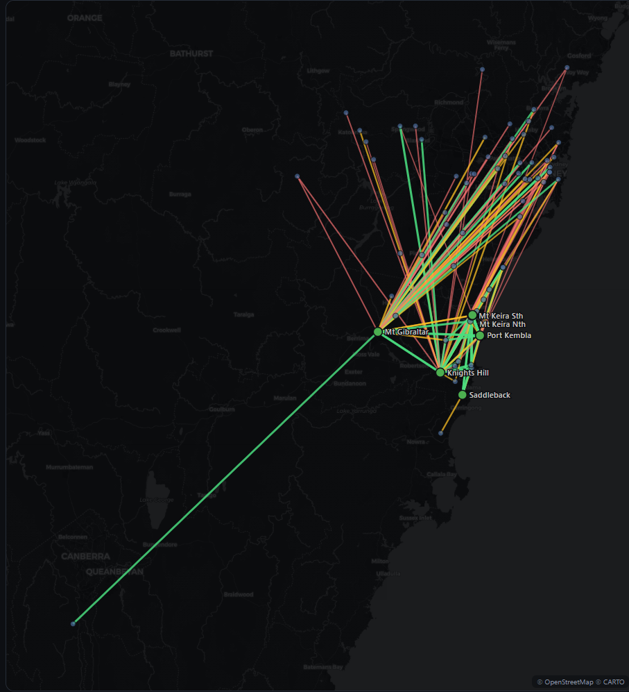Map of relays the LUX fleet talks to directly